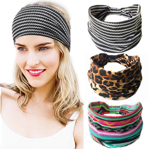 Diadema deportiva a <span class=keywords><strong>rayas</strong></span> bohemias, accesorio elástico grande para el cabello de playa atlética para Yoga, correr, uso en el gimnasio - Product Image 1