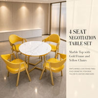 Ensemble de table à manger ronde moderne de luxe pour 4 personnes, meubles en métal pour salles à manger et hôtels