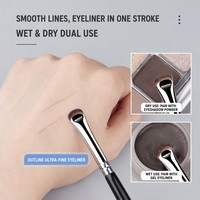 Kuas Eyeshadow Kabuki Ultra Tipis Custom Beauty Planet dengan Label Pribadi, Gagang Plastik, 2 Buah, Serat Sintetis, Kotak untuk Penggunaan Wajah