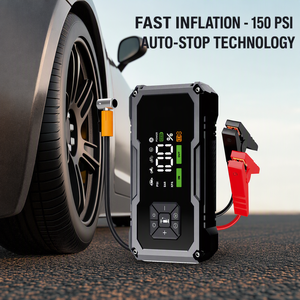 Démarreur de voiture portable 4 en 1, compresseur d'air 150 PSI, batterie externe 7200 mAh, lampe torche LED, démarreur de batterie de voiture portable - Product Image 3