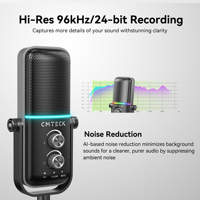 Microphone de jeu USB Rgb cardioïde et omnidirectionnel avec kit de support de bras de bureau pour podcast d'enregistrement sur ordinateur Pc