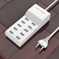 Chargeur mural de bureau à haute vitesse 10 USB QC2.0 avec sortie 5V/2.4A Protection contre les courts-circuits pour téléphones mobiles