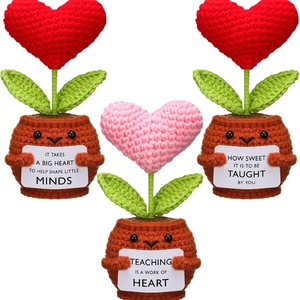Fleur en crochet faite main, motif cœur positif, « Merci pour votre attention », décoration tricotée, cadeau positif pour femmes, professeurs, mamans, directement de l'usine - Product Image 1