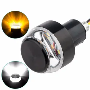 2 buah 12V CNC sinyal belok sepeda motor LED menangani Bar End Blinker untuk 22mm setang lampu sinyal berkedip untuk sepeda motor menangani Bar