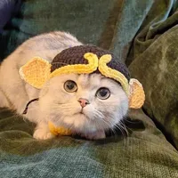 Chapeaux et tenues pour animaux de compagnie style festival, bonnets en crochet faits main pour chats, accessoires tricotés en laine pour chats