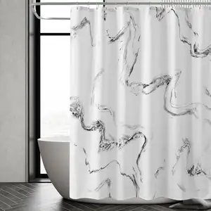 Tirai mandi marmer putih abstrak, tirai Pancuran tahan air 72x72 untuk dekorasi kamar mandi