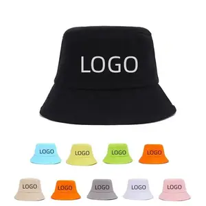 Cappelli a secchiello personalizzati personalizzati stampa Logo ricamo tinta unita da uomo cappello da pesca Unisex pescatore sfuso per la spiaggia