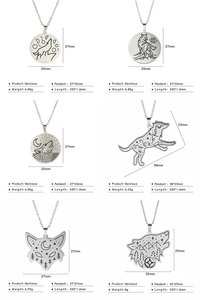 Collana con Ciondolo Lupo e <span class=keywords><strong>Luna</strong></span> in Acciaio Inossidabile, Collana da Uomo Placcata Oro, Collana Semplice in Acciaio Inossidabile - Product Image 6