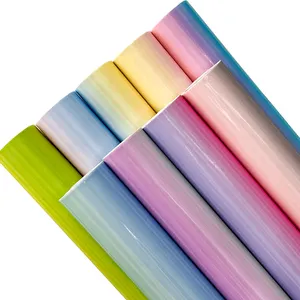 Großhandel wasserdicht 0,6-0,7 MM Haarig unten Regenbogen Licht Säule Textur Kunstleder für die Herstellung von Gürtel Handwerk