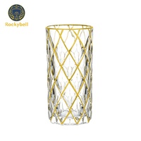 Tasse à boire en verre de luxe GOLDEN LINE, 330ML, DESIGN rhombique, livraison gratuite