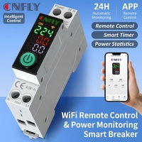 Cnfly TUYA Minuteur multifonction Compteur d'énergie Smartlife 63A 1P+N Interrupteur WIFI avec surveillance de la consommation et relais de disjoncteur MCB