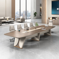 Ensemble de table de réunion de formation pour 12 personnes, mobilier de bureau rectangulaire moderne en bois de grande taille pour les salles de conférence