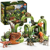 Kit de construction de train électrique DIY Dinosaure avec voies et engrenages, jouets éducatifs en blocs de construction à emboîtement pour enfants