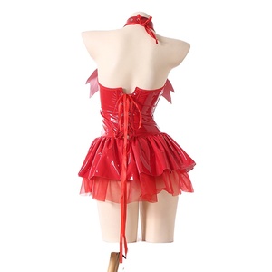 Disfraz de Bruja Sexy de Cuero Sintético Negro y Rojo para Halloween, Uniforme de Demonio, Conjunto de Cosplay - Product Image 6