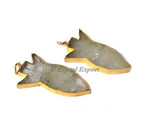 Pendentifs en agate taillée en forme d'avion, gravés et électroplaqués - Product Image 1