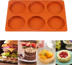 Silicone khuôn mẫu cho Baking 6 khoang lớn Vòng Khuôn bánh nướng xốp Pan nhựa Coaster khuôn không dính cho sô cô la bánh pie