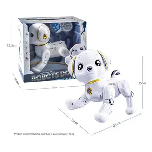 Cão de brinquedo robô com controle remoto, brinquedo interativo programável e dançante RC, brinquedo de acrobacias com som LED, olhos eletrônicos para animais de estimação, cachorro