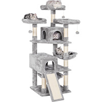 Grand arbre à chat à plusieurs niveaux avec griffoirs recouverts de sisal 2 plus grands condos en peluche perchoir hamac pour chatons en fourrure de bois