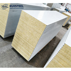 Panneau sandwich <span class=keywords><strong>isolant</strong></span> ignifuge en laine de roche pour mur extérieur de bâtiment en structure acier ISO9001 - Product Image 5