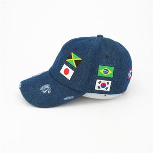 Gorra de mezclilla vintage bordada a medida con efecto desgastado, estilo de 5 paneles, imagen deportiva, característica de tela común y logotipo plano. - Product Image 3