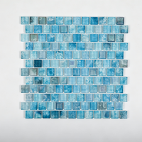 Centurymosaic Mosaïque de piscine en verre bleu iridescent à jet d'encre, prix de gros, mosaïque de briques pour sol et mur de piscine