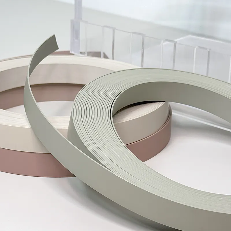 Factory supply 0.4mm-3mm wooden grain solid color acrylic ABS PVC furniture edge banding tapes