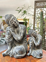 Estatua de Buda Dormido en Resina, Pieza de Arte Espiritual Serena, para Oficina o Altar, para Mejorar la Concentración y la Atención Plena