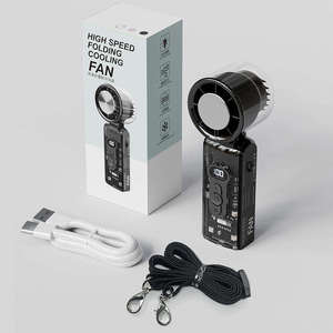 Rechargeable Digital Display Turbo Fan Portable Wearable Foldable Mini Pocket Handheld Fan Travel Camping Outdoor USB Battery - Product Image 5