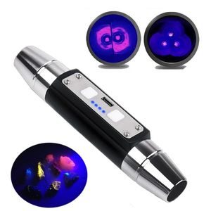 Longwave Shortwave UV 365nm 395nm Minerals Phosphor Detector UVA UVC Blacklight LED <b>Flashlight</b> Aluminum Alloy Zoomable Camping - Product Image 1