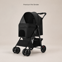 Poussette pliable pour chien à 4 roues, imperméable, avec auvent solaire, grande capacité 20 kg, pliage à une main, transporteur de voyage pour animaux de compagnie, chats