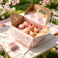 Boîte à pâtisserie personnalisée à emporter, en carton, avec poignée intégrée pliable, boîte à gâteau avec carton découpé en une seule pièce et fond verrouillable
