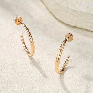 Hot Selling <b>Fashion</b> Minimalist 14K Gold Plated Stainless Steel <b>Hoop</b> C Shape <b>Earrings</b> for Unisex Romantic Wedding Party Jewelry - Product Image 5
