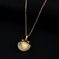 Ywyougang Collier Pendentif Coquillage Océanique en Acier Titane, Pendentif Photo Coquille Ouverte, Accessoires de Mode pour Femmes