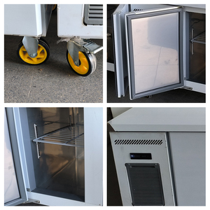 Réfrigérateur commercial sous <span class=keywords><strong>comptoir</strong></span> en acier inoxydable à bas prix, 2 portes vitrées, station de travail pour bar à salades, conservation des aliments frais - Product Image 2