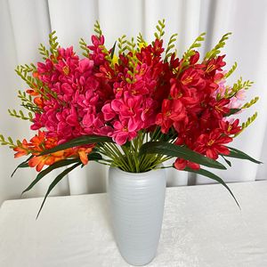 Usine de fleurs artificielles Meiyu Craft, fleurs de freesia en soie, décoration de mariage et de maison, arrangement rouge, rose, orange, présentation en vase - Product Image 1