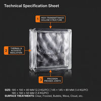 Proveedor Certificado, Bloque de Vidrio Cuadrado Sólido Ultra Transparente de 190x190x50mm, Bloques de Construcción Resistentes al Sonido para Muros Cortina de Oficina