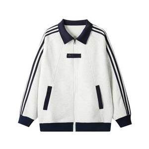 Sudadera Deportiva Retro con Cuello Alto para Hombre, Estilo Casual Holgado con Bloques de Color y Tres Rayas - Product Image 5