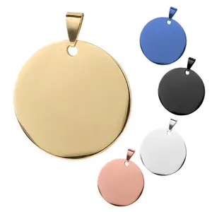 Tùy Chỉnh Vòng Trống Kim Loại Dog Tags Khắc Thép Không Gỉ Pet ID Tên Cổ Áo Tag Cho Cat Dog