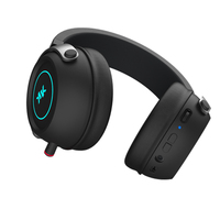 Casque sans fil Bluetooth noir avec éclairage RGB pour les joueurs, son surround stéréo avec suppression du bruit ENC
