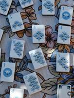 Jeu de Mahjong Américain Ava, Fabrication Fengcai, Tuiles de Mahjong Américain Personnalisées en Acrylique Gravées, Nénuphars Verts pour Soirée de Jeu en Famille