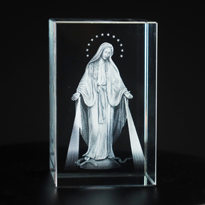 ของตกแต่งแกะสลักคริสตัลภายใน 3 มิติ ลายนูนเลเซอร์รูปพระแม่มารี ลูกบาศก์คริสตัล ของขวัญงานฝีมือคริสตัล - Product Image 5