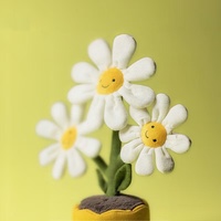 Peluche Smiley Daisy en pot, jouet en peluche doux, pot de fleurs en peluche, décoration créative pour la maison et le bureau, cadeau d'anniversaire, poupée en peluche