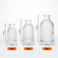 Bouteille diffuseur de parfum en verre transparent rond vide avec bouchon, 30ml, 80ml, 200ml, pour décoration élégante de la maison