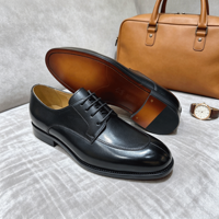 Chaussures Derby de luxe pour hommes, en cuir marron fini à la main, chaussures formelles à lacets, chaussures de bureau élégantes, chaussures d'affaires