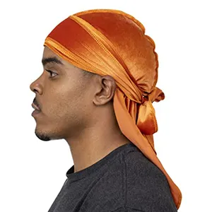 Toptan lüks özel Logo kadınlar ipeksi kadife Durags ve Bonnets setleri saten ipek tasarımcı erkekler için ipek özel bandanalar Durags