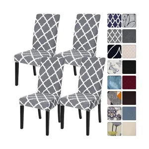 Personalizado fundas de sillas fundas para sillas de comedor impresso stretch chair cover for dining living room chair slipcovers set