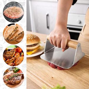 Presse à hamburgers carrée en acier inoxydable 430, modèle 3-3, pour plateau de cuisson, galettes de viande, bacon, <span class=keywords><strong>jambon</strong></span> et sandwichs, cuisine domestique - Product Image 3