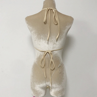 Vente en gros de deux pièces de diamants personnalisés en nylon haut à fleurs exotiques pour femme string sexy vêtements de danse de scène tenues de strip-teaseuse