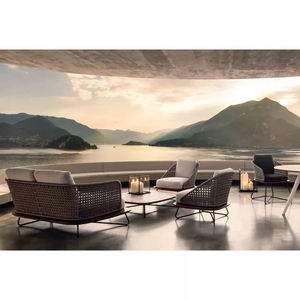 Conjunto de muebles de jardín en forma de u, tela de hierro forjado de segunda mano, <span class=keywords><strong>patio</strong></span>, <span class=keywords><strong>madera</strong></span> y caña, sofá de exterior - Product Image 6