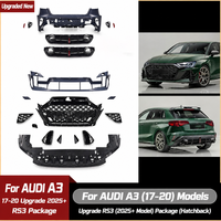 Kit de Parachoques Delantero Estilo RS3 para Audi A3 S3 8V.5 2017-2020, Rejilla de Panal de Abeja, Agujeros Preperforados para ACC